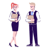 caractere-vectoriel-plat-receptionnistes-assistants-personnels-gestionnaires-clients-employes-bureau